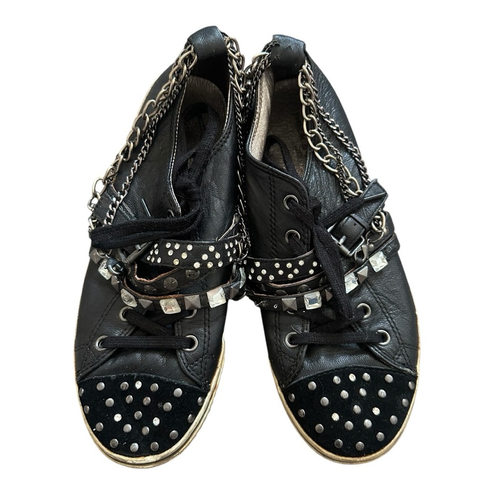 Rock & Candy Black Studded High-Top Sneakers